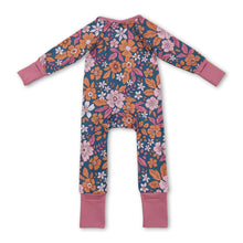 Load image into Gallery viewer, Long sleeves floral baby girls zipper fall romper