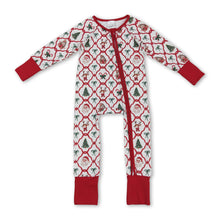 Load image into Gallery viewer, Long sleeves santa bow gingerbread baby Christmas romper