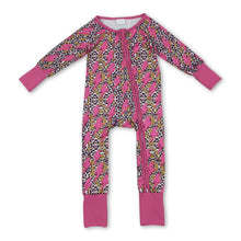 Load image into Gallery viewer, Hot pink thunder leopard baby girls zipper romper