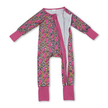 Load image into Gallery viewer, Hot pink thunder leopard baby girls zipper romper