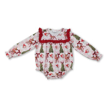 Load image into Gallery viewer, Plaid Christmas tree bow santa deer baby girls romper