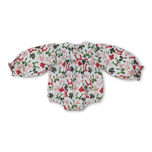 Load image into Gallery viewer, Red green bow Merry Christmas smocked girls romper