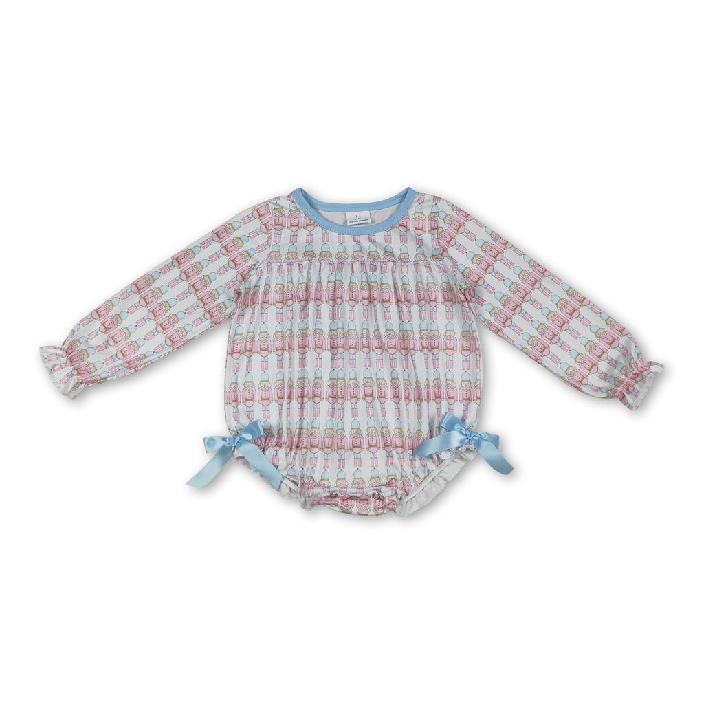 Long sleeves ballet bow baby girls Christmas romper