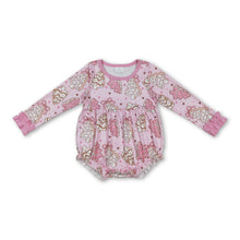 Load image into Gallery viewer, Long sleeves pink bow Christmas tree cake girls romper