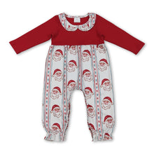 Load image into Gallery viewer, Red long sleeves santa baby girls Christmas romper