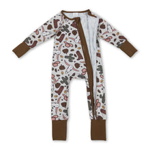 Load image into Gallery viewer, Bull skull cactus pumpkin boy western fall zipper romper
