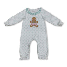 Load image into Gallery viewer, Polka dots gingerbread baby girls Christmas romper