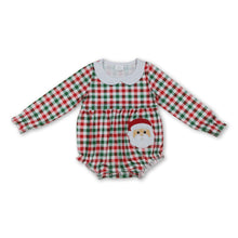 Load image into Gallery viewer, Red green plaid santa baby girl Christmas romper