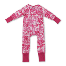 Load image into Gallery viewer, Long sleeves hot pink bow baby girls zipper romper
