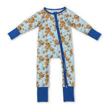 Load image into Gallery viewer, Long sleeves cookie milk blue baby boy Christmas zipper romper