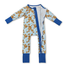 Load image into Gallery viewer, Long sleeves cookie milk blue baby boy Christmas zipper romper