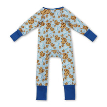 Load image into Gallery viewer, Long sleeves cookie milk blue baby boy Christmas zipper romper