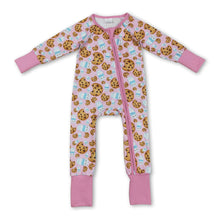 Load image into Gallery viewer, Long sleeves cookie milk pink baby girl Christmas zipper romper
