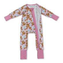 Load image into Gallery viewer, Long sleeves cookie milk pink baby girl Christmas zipper romper