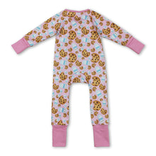 Load image into Gallery viewer, Long sleeves cookie milk pink baby girl Christmas zipper romper