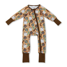 Load image into Gallery viewer, Cow cactus boots pumpkin western baby fall zipper romper