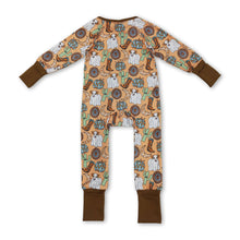 Load image into Gallery viewer, Cow cactus boots pumpkin western baby fall zipper romper