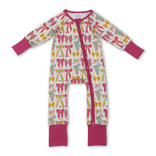Load image into Gallery viewer, Long sleeves colorful bow baby girls zipper romper