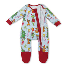 Load image into Gallery viewer, Green face Christmas tree girls Christmas zipper romper