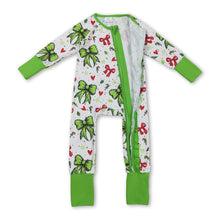 Load image into Gallery viewer, Ruffle green face baby girls Christmas zipper romper
