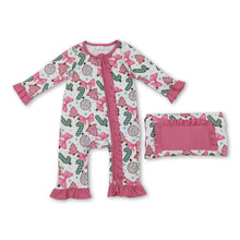 Load image into Gallery viewer, Long sleeves Christmas tree bow candy cane baby zip romper
