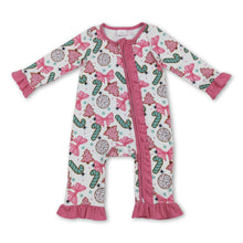 Load image into Gallery viewer, Long sleeves Christmas tree bow candy cane baby zip romper