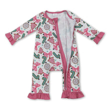 Load image into Gallery viewer, Long sleeves Christmas tree bow candy cane baby zip romper