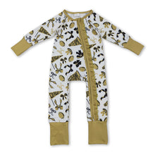 Load image into Gallery viewer, Long sleeves bow ruffle football baby girls team zipper romper