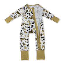 Load image into Gallery viewer, Long sleeves bow ruffle football baby girls team zipper romper