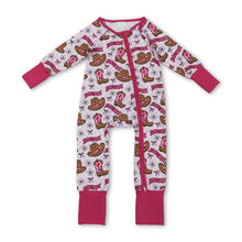 Load image into Gallery viewer, Cow boots howdy floral western baby girls zipper romper