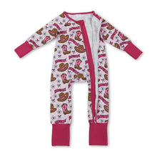 Load image into Gallery viewer, Cow boots howdy floral western baby girls zipper romper