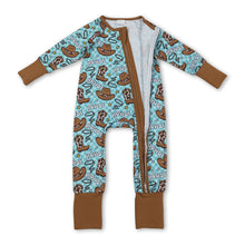 Load image into Gallery viewer, Cow boots howdy floral western baby boys zipper romper