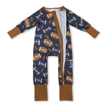 Load image into Gallery viewer, Long sleeves brown leaves football baby zipper romper