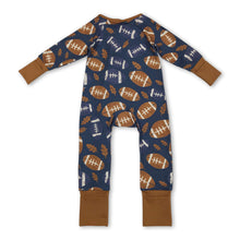 Load image into Gallery viewer, Long sleeves brown leaves football baby zipper romper