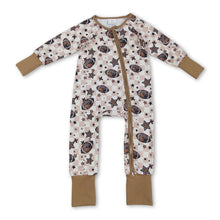Load image into Gallery viewer, Long sleeves football plaid stars baby boy zipper romper