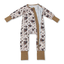 Load image into Gallery viewer, Long sleeves football plaid stars baby boy zipper romper