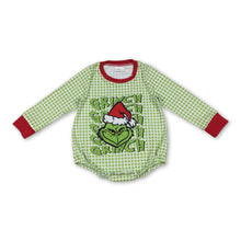 Load image into Gallery viewer, Long sleeves plaid green face baby boys Christmas romper