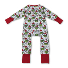 Load image into Gallery viewer, Christmas lighting green face baby kids zipper romper