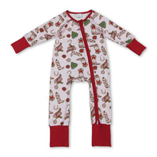 Load image into Gallery viewer, Christmas tree bow boots baby girls zipper romper