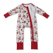 Load image into Gallery viewer, Christmas tree bow boots baby girls zipper romper