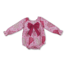 Load image into Gallery viewer, Pink bow long sleeves Christmas tree cake baby girl romper