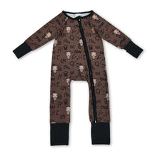 Load image into Gallery viewer, Long sleeves bull skull western baby boy zipper romper
