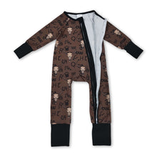 Load image into Gallery viewer, Long sleeves bull skull western baby boy zipper romper