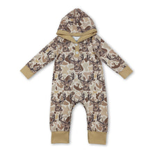 Load image into Gallery viewer, Long sleeves camo deer hunting baby hooded romper