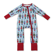 Load image into Gallery viewer, Blue ballet baby boys Christmas zipper romper