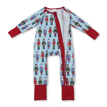 Load image into Gallery viewer, Blue ballet baby boys Christmas zipper romper