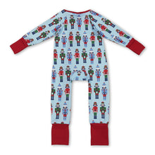 Load image into Gallery viewer, Blue ballet baby boys Christmas zipper romper