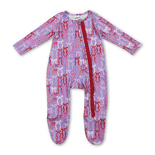 Load image into Gallery viewer, Colorful bows baby girls zipper footed coveralls