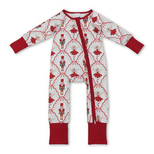 Load image into Gallery viewer, Red bow ballet baby girls Christmas zipper romper