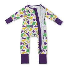 Load image into Gallery viewer, Crocodile crawfish baby kids zipper Mardi Gras romper